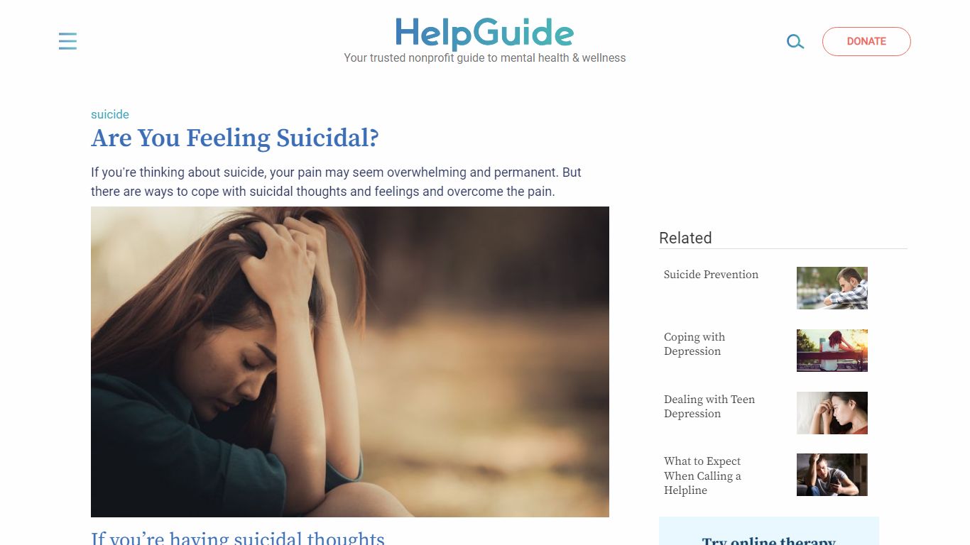 Are You Feeling Suicidal? - HelpGuide.org